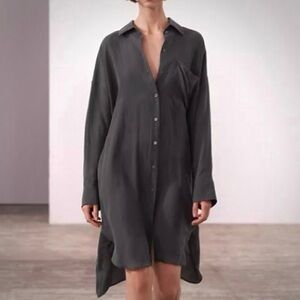 ZARA Slate Gray Button-Up Shirt